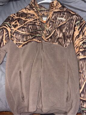 Magellan Outdoors Brown & Green Camo Fleece-Lined Zip Jacket
